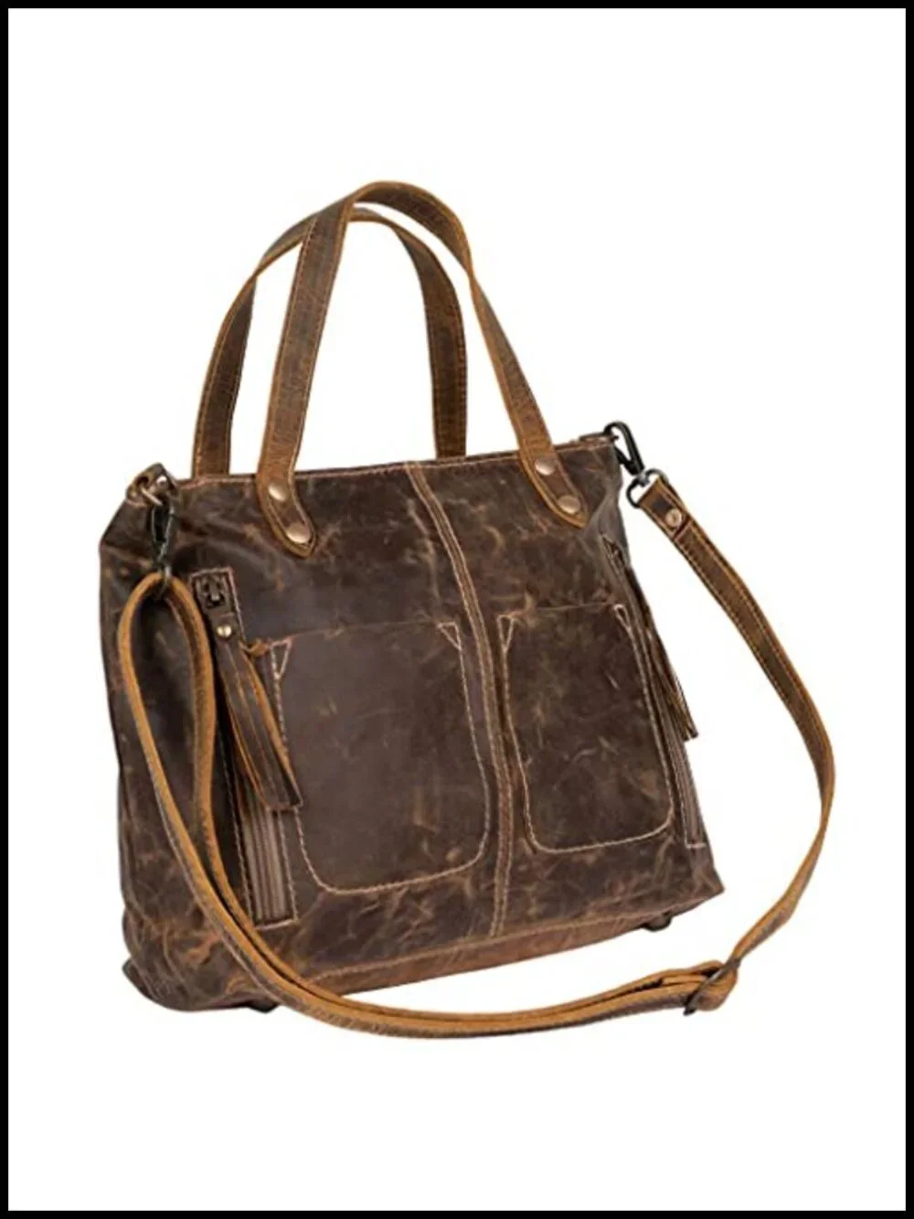 Genuine Leather Crossbody Bag for Women Vintage Weathered Shoulder Purse